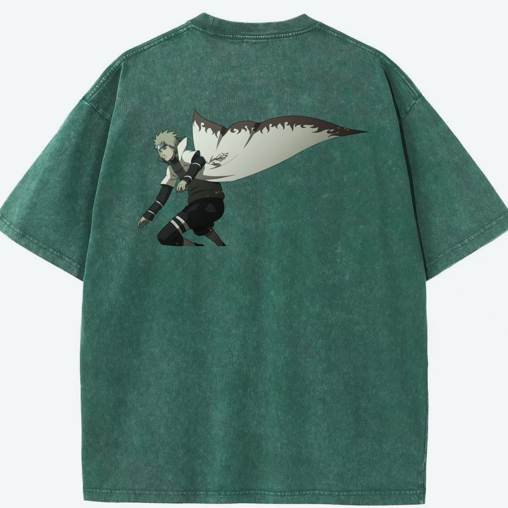 （画像用） NARUTO -ナルト- 波風 ミナト Namikaze Minato 綿100% ヴィンテージ風 半袖Tシャツ（背面プリント）